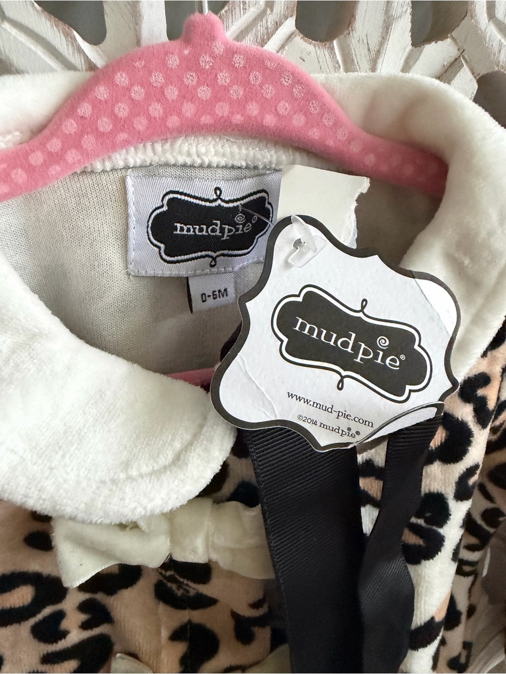 Mudpie NWT Leopard Print Fleece Baby One-Piece, 0-6M - Picture 2 of 6